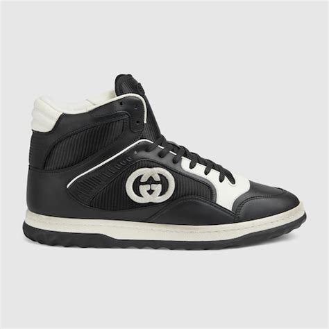 sneakers alte uomo gucci pelle|Sneaker alta MAC80 uomo in pelle nera e color gesso .